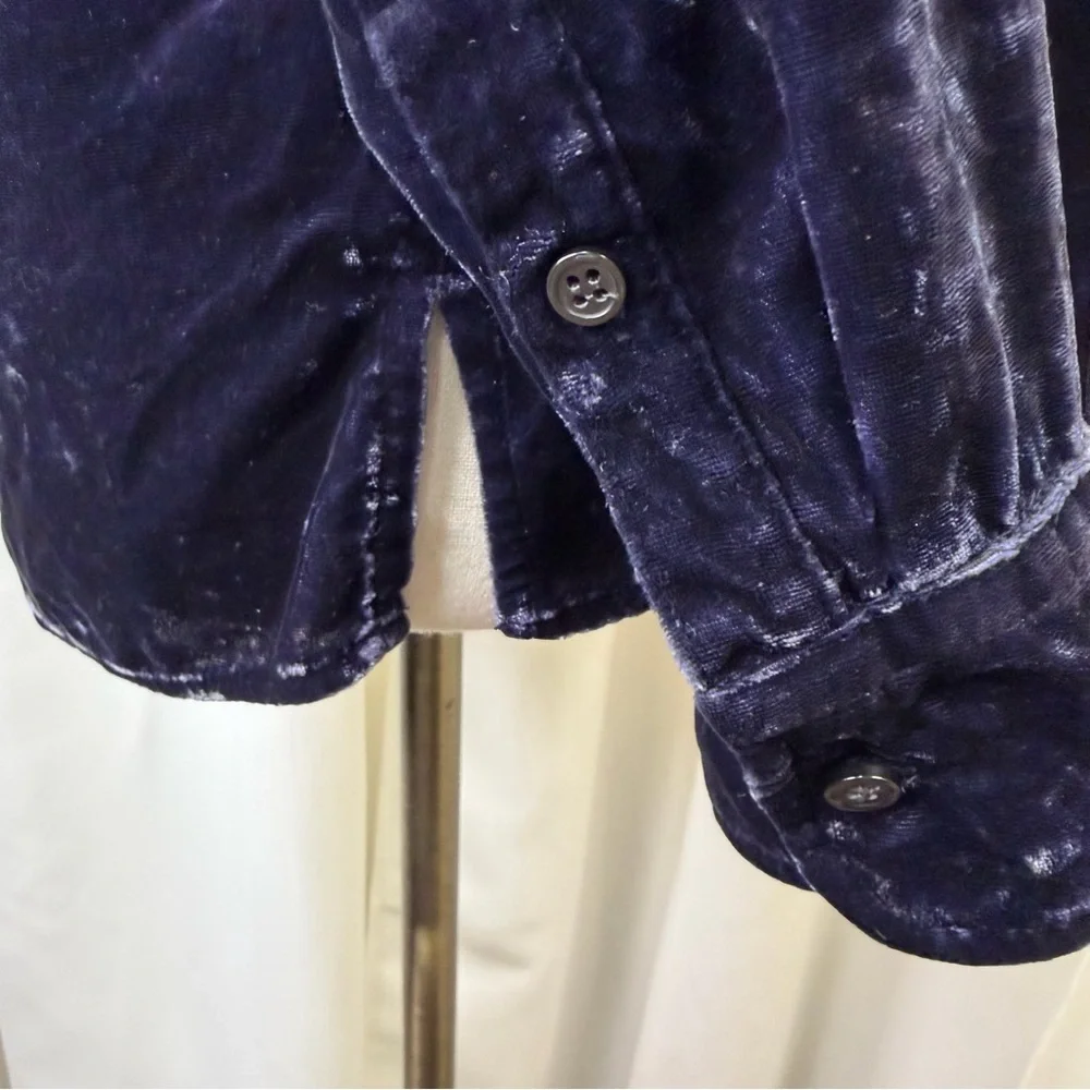 J. Crew ‘Velvet Patch-Pocket Popover Shirt’ in “Navy Twilight” Blue Size XS